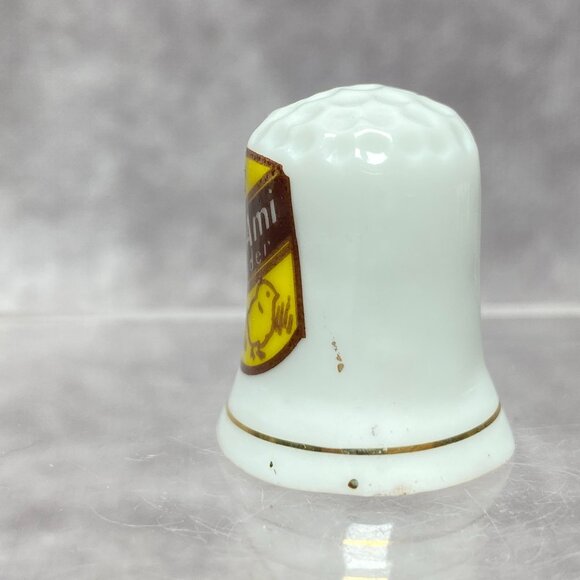 Vintage Bon Ami Powder Porcelain Thimble With Chick Logo & Gold Trim - Picture 3 of 9